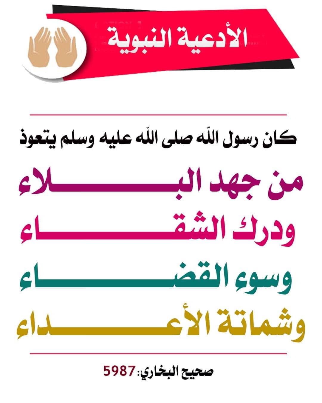 كان ﷺ يتعوذ من جهد البلاء ودرك الشقاء وسوء القضاء وشماتة الاعداء