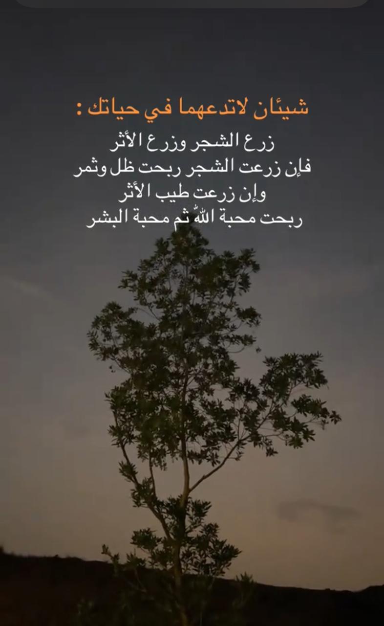 شيئان لاتدعهما في حياتك .. زرع الشجر وزرع الاثر